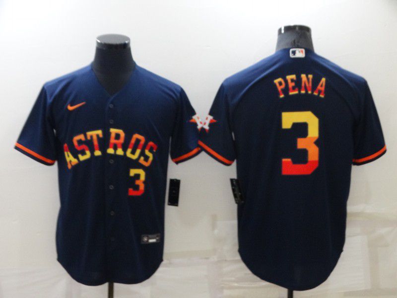 Men Houston Astros 3 Pena Blue Rainbow Edition Game Nike 2022 MLB Jersey